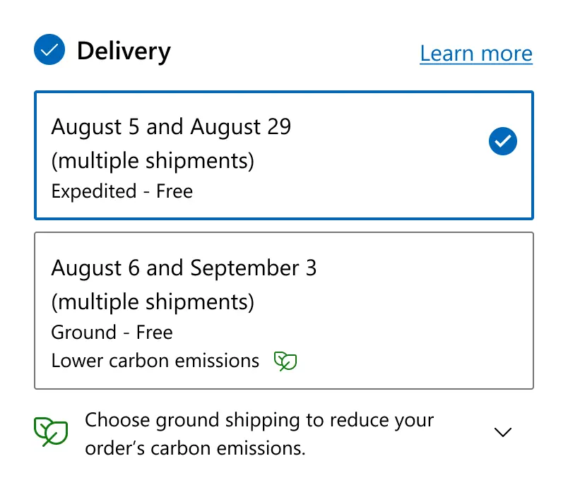 Microsoft's delivery method section